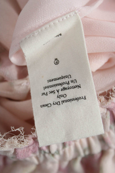 Love Shack Fancy Women Pink Silk Floral Mini Skirt Size PP