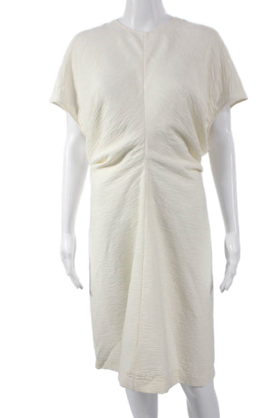 Toteme Women Shift Dress Ivory Short Sleeve Knee Length Zip Size 40