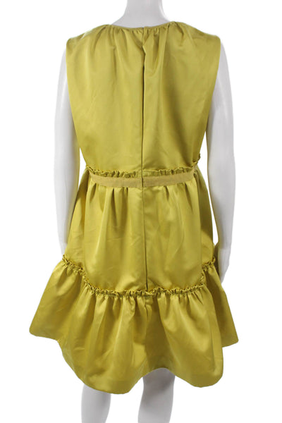 Rochas Womens Shift Dress Yellow Sleeveless Round Neck Knee Length Size 44