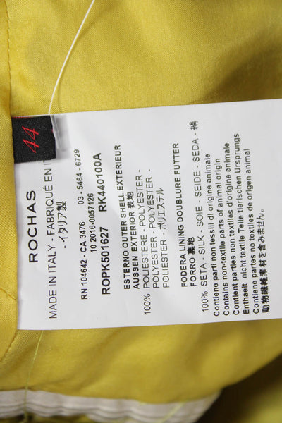 Rochas Womens Shift Dress Yellow Sleeveless Round Neck Knee Length Size 44