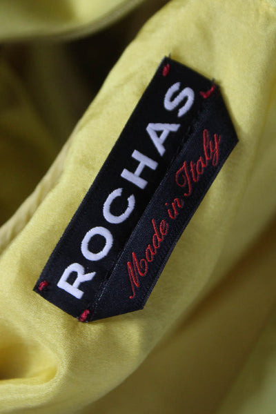 Rochas Womens Shift Dress Yellow Sleeveless Round Neck Knee Length Size 44
