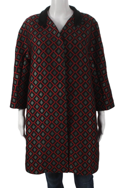 Etro Womens Black Argyle Overcoat Button Size 48