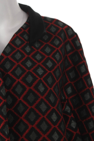 Etro Womens Black Argyle Overcoat Button Size 48