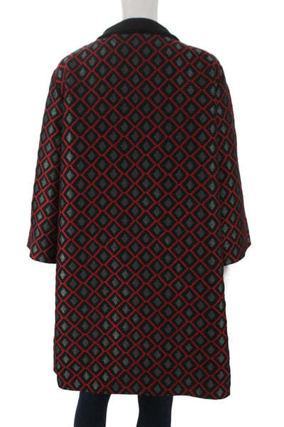 Etro Womens Black Argyle Overcoat Button Size 48