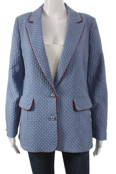 Baum Und Pferdgarten Womens Basic Jacket Blue Geometric Long Sleeve Size L