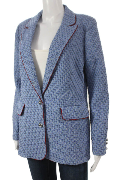 Baum Und Pferdgarten Womens Basic Jacket Blue Geometric Long Sleeve Size L