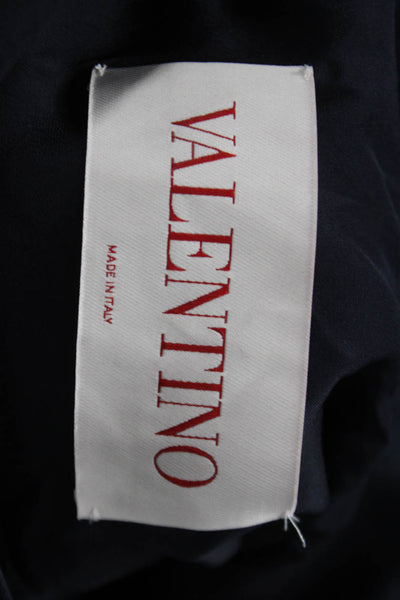 Valentino Women Shift Dress Black Wool Collared Knee Length Size 46