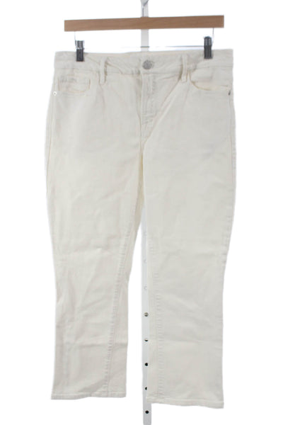 Frame Women Cropped High Rise Ivory Jeans Button Cotton Size 29
