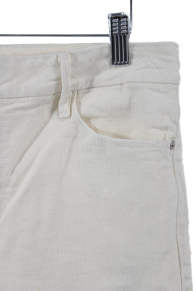 Frame Women Cropped High Rise Ivory Jeans Button Cotton Size 29
