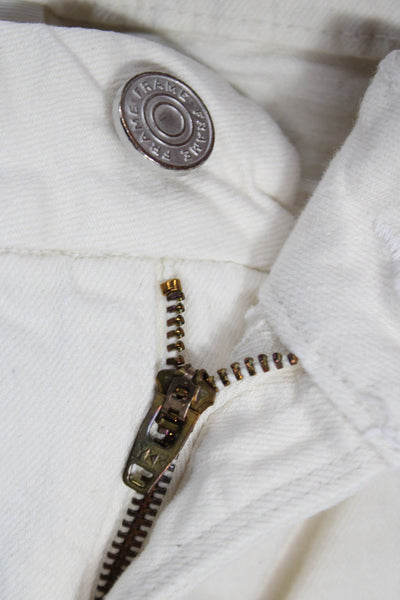 Frame Women Cropped High Rise Ivory Jeans Button Cotton Size 29