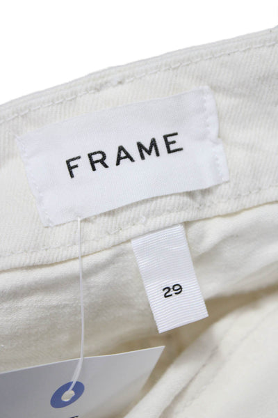 Frame Women Cropped High Rise Ivory Jeans Button Cotton Size 29