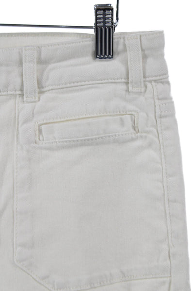 Paige Women Cropped White Cotton Jeans Button Closure Size 29