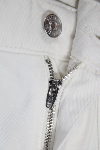 Paige Women Cropped White Cotton Jeans Button Closure Size 29