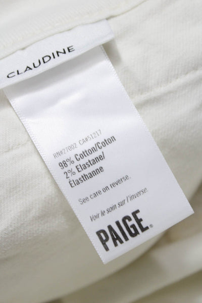 Paige Women Cropped White Cotton Jeans Button Closure Size 29