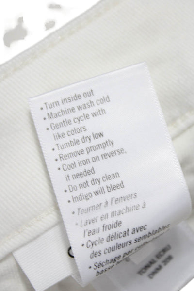 Paige Women Cropped White Cotton Jeans Button Closure Size 29