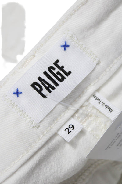 Paige Women Cropped White Cotton Jeans Button Closure Size 29