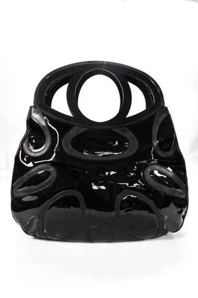 Alejandro Ingelmo Black Patent Leather Silver Tone Hardware Large Tone Handbag