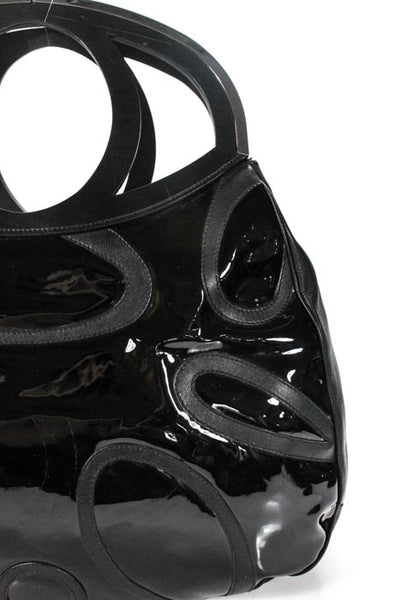 Alejandro Ingelmo Black Patent Leather Silver Tone Hardware Large Tone Handbag