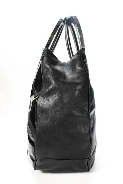 Alejandro Ingelmo Black Patent Leather Silver Tone Hardware Large Tone Handbag