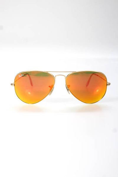 Ray-Ban Gold Tone Yellow Orange Aviator Sunglasses