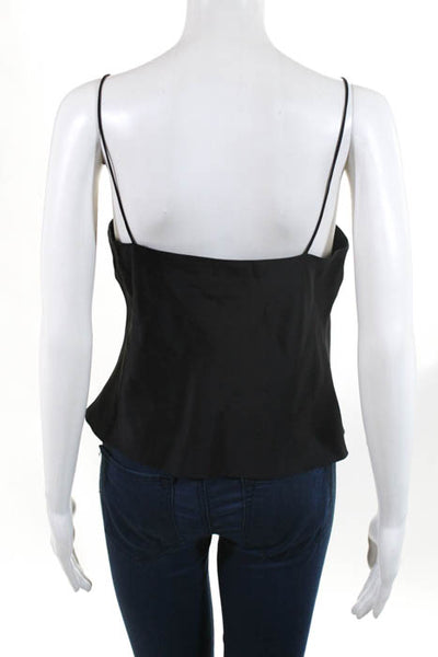 Brioni Black Silk Spaghetti Strap Cropped Blouse Italian Size 44 LL19LL