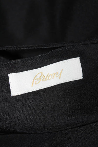 Brioni Black Silk Spaghetti Strap Cropped Blouse Italian Size 44 LL19LL