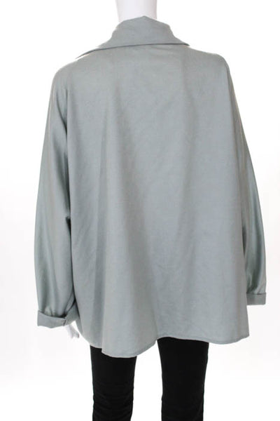 Shamask  Mint Green Cashmere Open Front Swing Jacket Size 3