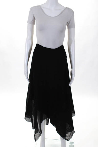 Fuzzi Black Mesh Crossover Front Asymmetrical Skirt Size Large