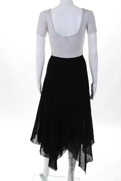 Fuzzi Black Mesh Crossover Front Asymmetrical Skirt Size Large