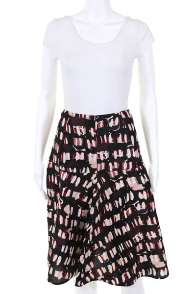 Marni Black Purple Red Abstract Printed Knee Length A Line Skirt Size 40