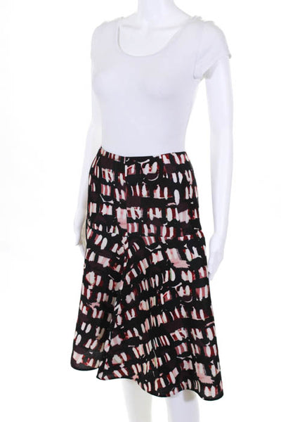 Marni Black Purple Red Abstract Printed Knee Length A Line Skirt Size 40
