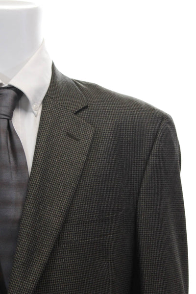 Jos A Bank Mens Houndstooth Print Suit Brown Black Wool Size 44 Long/38
