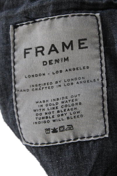 Frame Denim Womens High Rise Ripped Skinny Leg Jeans Black Cotton Size 28