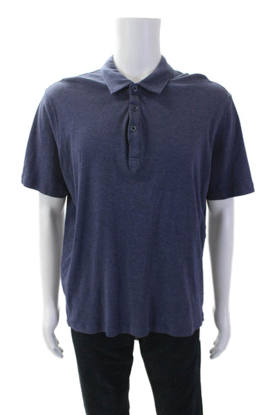 Raffi Mens Crew Neck Short Sleeves Polo Shirt Blue Cotton Size Extra Large
