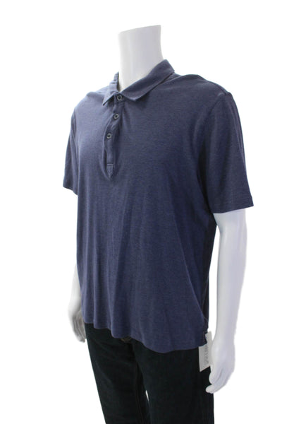 Raffi Mens Crew Neck Short Sleeves Polo Shirt Blue Cotton Size Extra Large