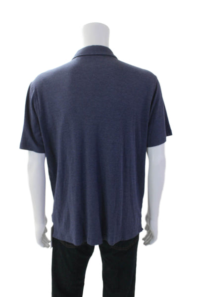 Raffi Mens Crew Neck Short Sleeves Polo Shirt Blue Cotton Size Extra Large