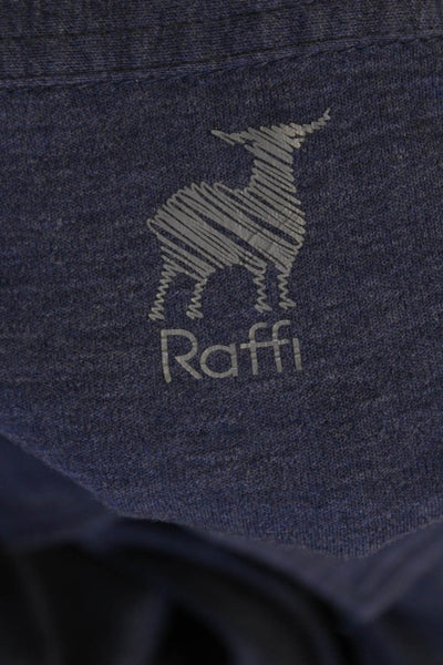 Raffi Mens Crew Neck Short Sleeves Polo Shirt Blue Cotton Size Extra Large