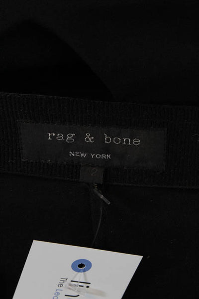 Rag & Bone Black Cotton High Waist Slim Straight Leg Pants Size 2