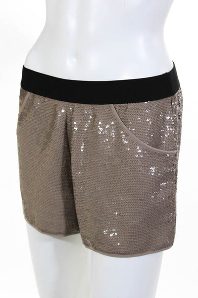 BCBG Max Azria Brown Tan Sequin Two Pocket Pull On Shorts Size Extra Small