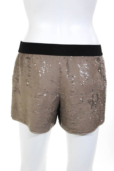 BCBG Max Azria Brown Tan Sequin Two Pocket Pull On Shorts Size Extra Small