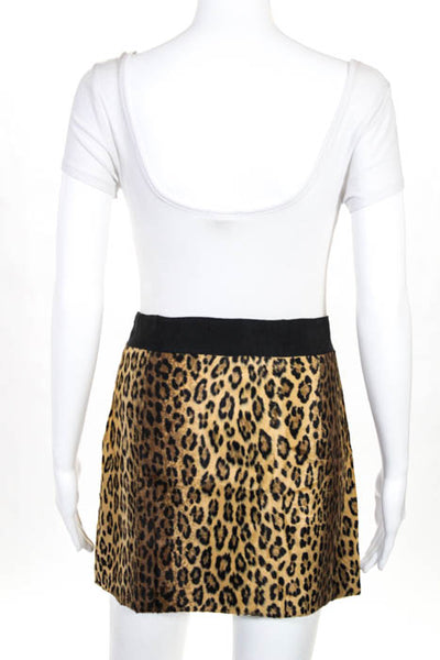 Milly Brown Cotton Textured Animal Print Mini Skirt Size 8