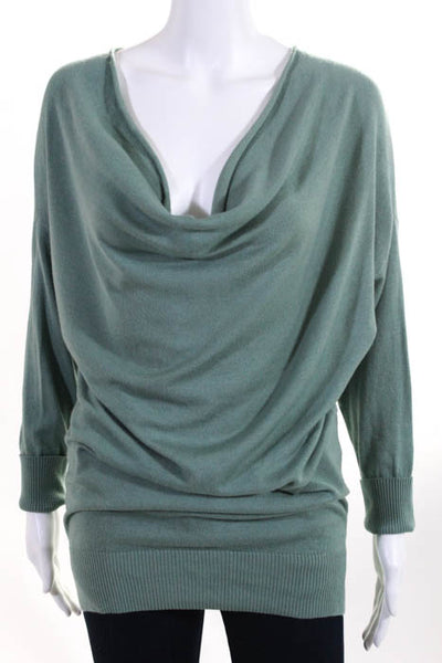 Marco Polo Green Wool Cowl Neck Button Back Sweater Size One Size