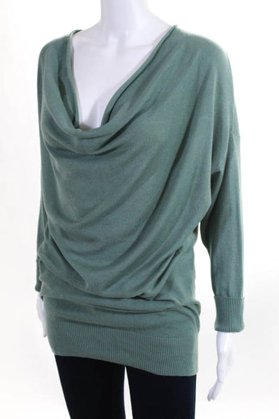 Marco Polo Green Wool Cowl Neck Button Back Sweater Size One Size