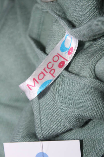 Marco Polo Green Wool Cowl Neck Button Back Sweater Size One Size