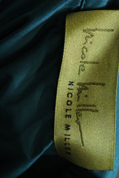 Nicole Miller Women Blouson Mini Dress Green Long Sleeve Round Neck Size 6