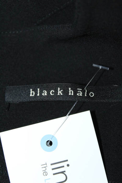 Black Halo Black Zip V Neck Sleeveless Above Knee Sheath Dress Size Small