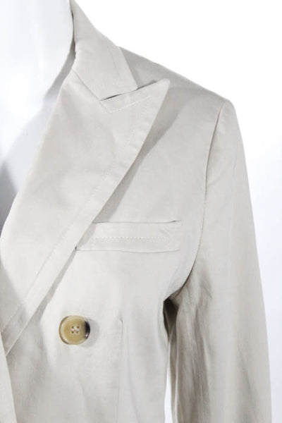 Theory Beige Cotton Peek Lapels Double Breasted Blazer Size 10
