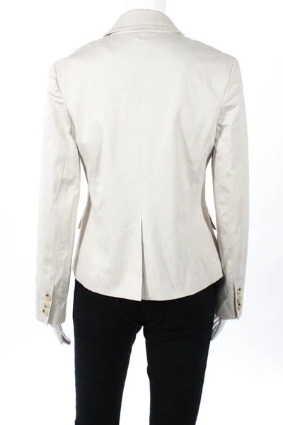 Theory Beige Cotton Peek Lapels Double Breasted Blazer Size 10