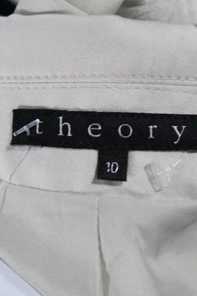 Theory Beige Cotton Peek Lapels Double Breasted Blazer Size 10