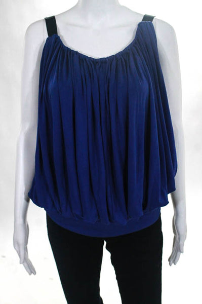 Catherine Malandrino Blue Silk Blend Sleeveless Ruffled Blouse Size Small